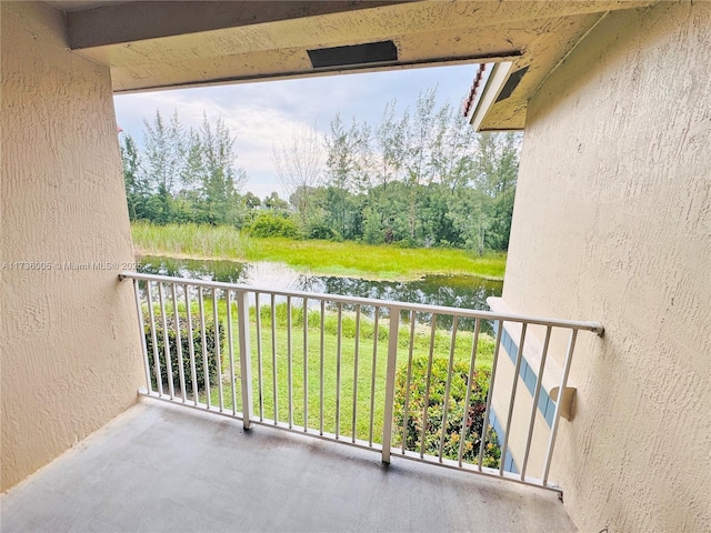 balcony with a water view