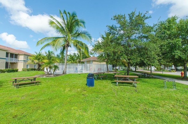 view of property's community featuring a yard