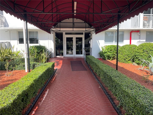 property entrance with french doors