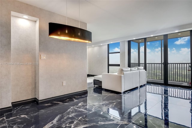 living room featuring expansive windows