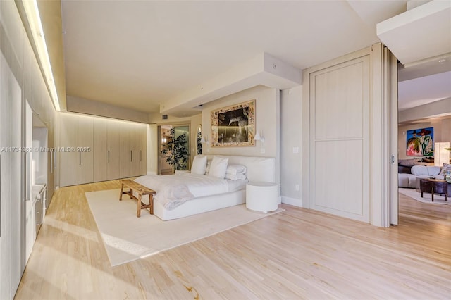 bedroom featuring light hardwood / wood-style floors