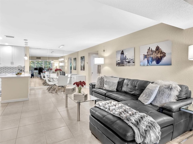 view of tiled living room