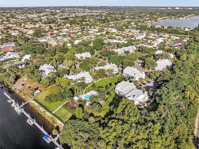 bird's eye view featuring a water view