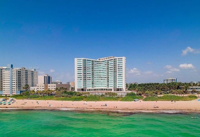 exterior space featuring a beach view