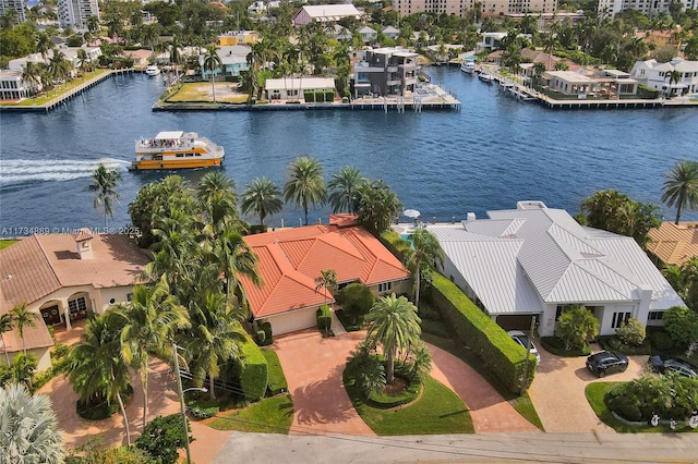 bird's eye view featuring a water view