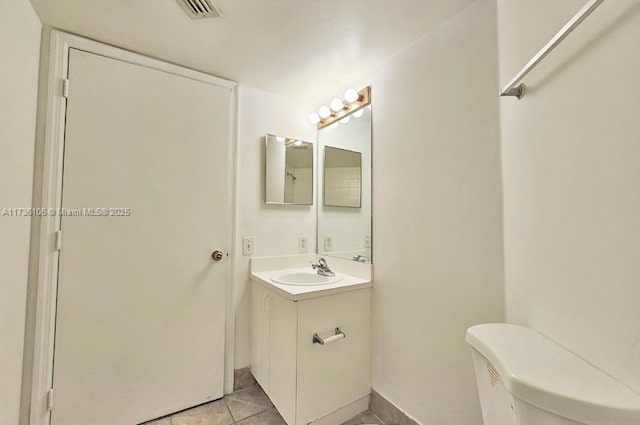 bathroom with tile patterned floors, toilet, and vanity