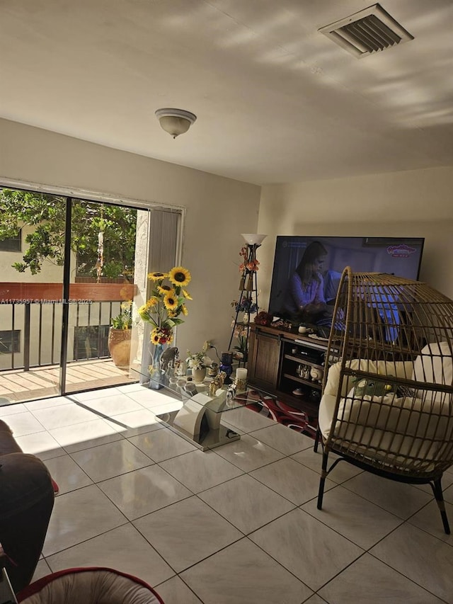 view of tiled living room