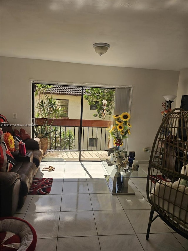 view of tiled living room