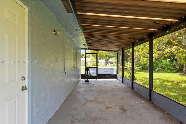 view of unfurnished sunroom