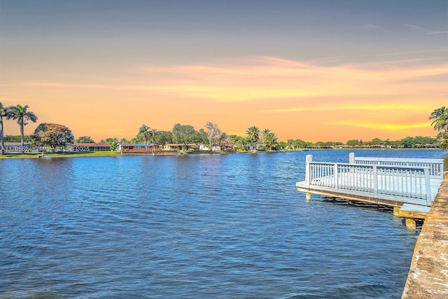 view of dock featuring a water view