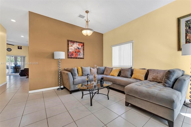 view of tiled living room