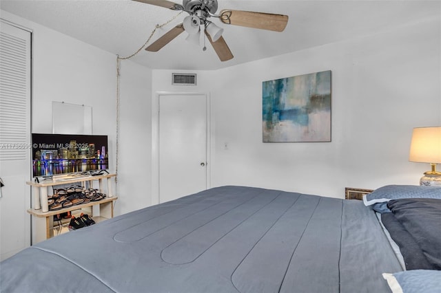 bedroom featuring ceiling fan