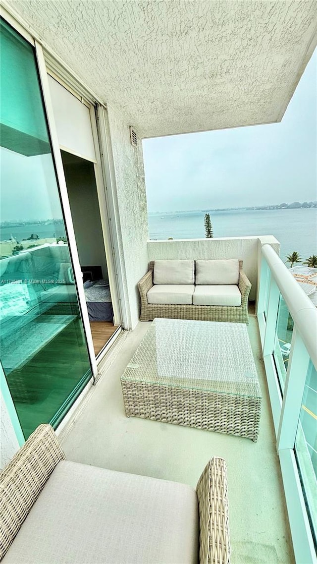 balcony with a water view