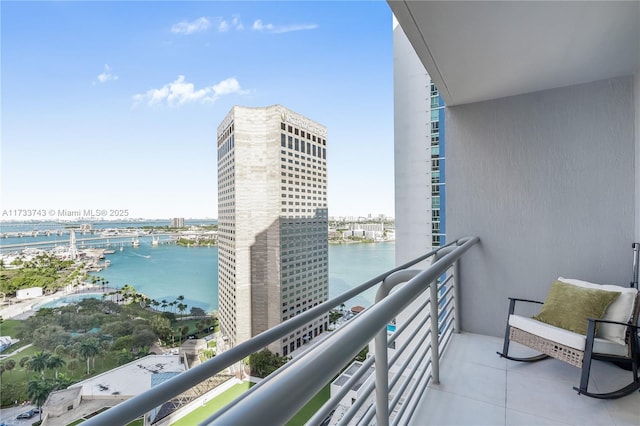 balcony with a water view