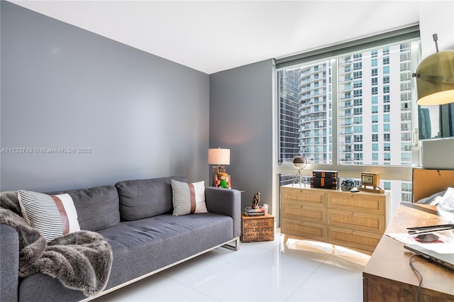 view of tiled living room