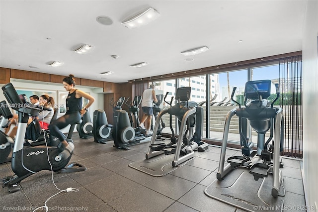 gym featuring expansive windows