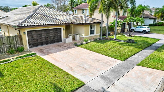 view of front facade featuring a garage and a front yard