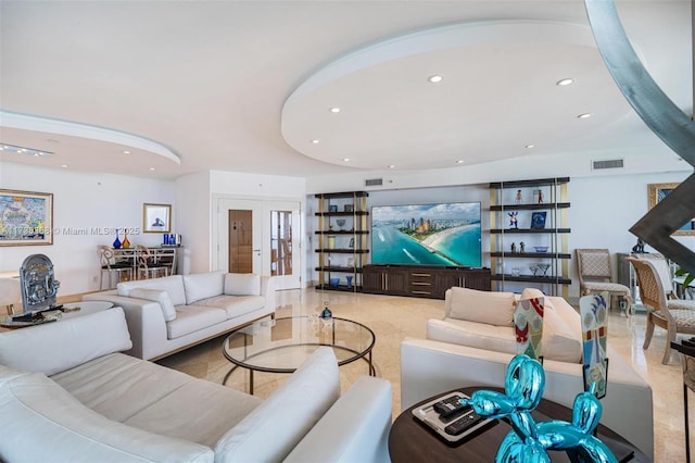 living room with french doors