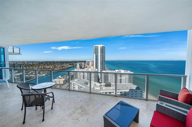 balcony with a water view