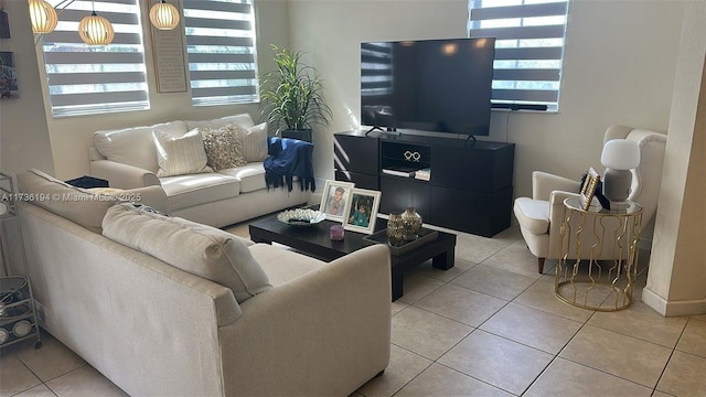 view of tiled living room