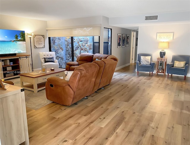 living room with light wood-type flooring