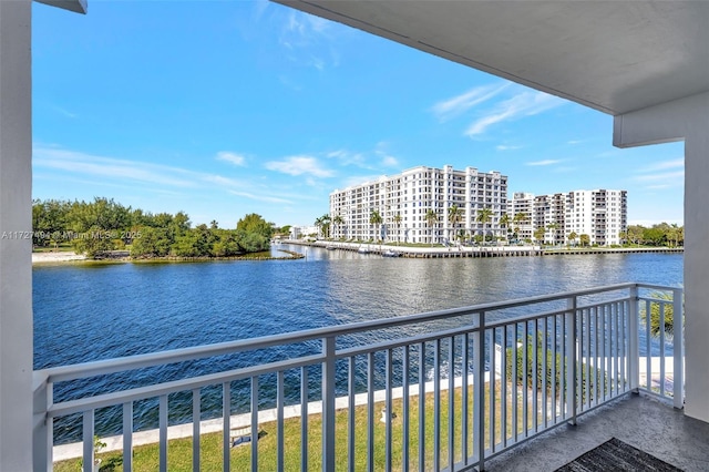 balcony with a water view