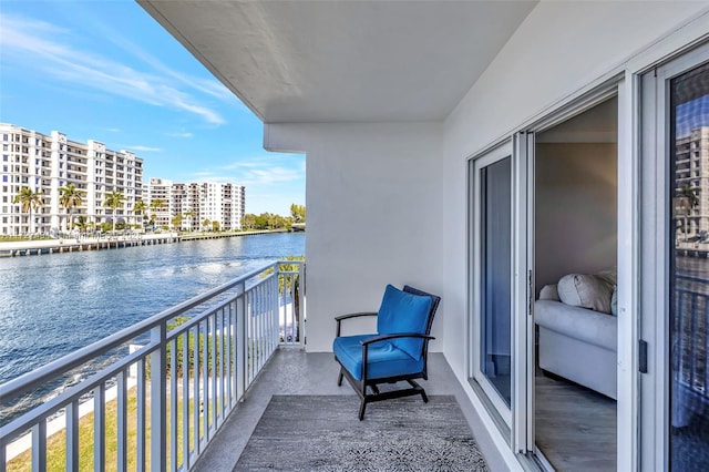 balcony with a water view