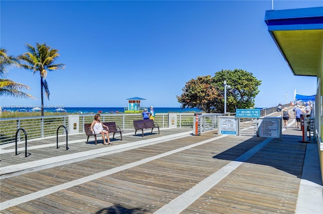 view of dock featuring a water view