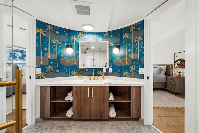 bathroom featuring vanity and tile patterned floors