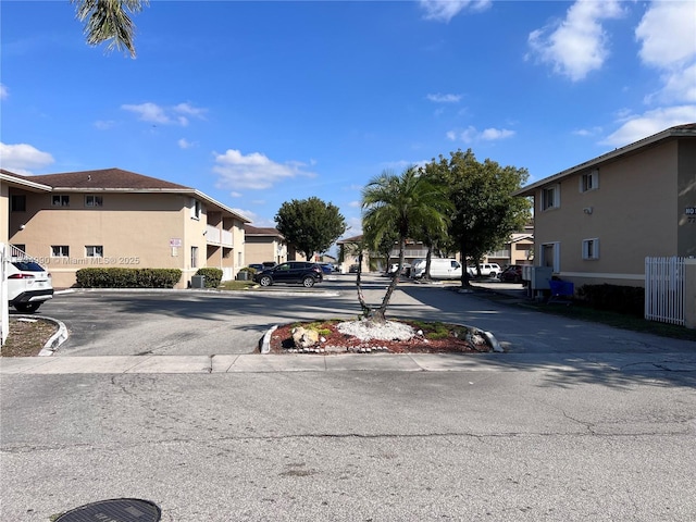 view of road with a residential view