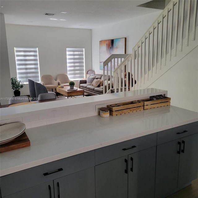 interior space with gray cabinetry