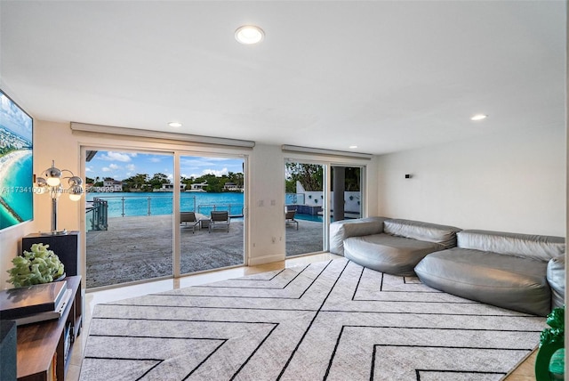 2091 NE 191st Dr, North Miami Beach, FL 33179 - living area with recessed lighting and a water view