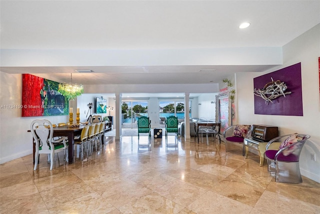 2091 NE 191st Dr, North Miami Beach, FL 33179 - dining room with recessed lighting, visible vents, and baseboards