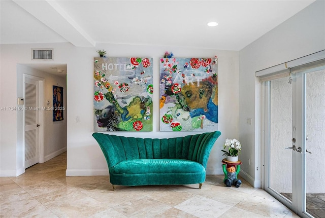 sitting room with french doors