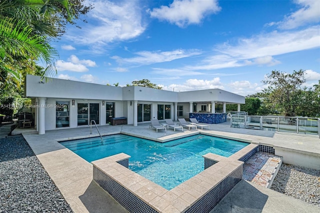 2091 NE 191st Dr, North Miami Beach, FL 33179 - view of swimming pool featuring a fenced in pool, a hot tub, and a patio