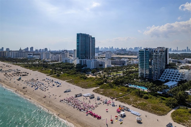 2201 Collins Ave Unit 1128, Miami Beach, FL 33139 - drone / aerial view of city skyline and waterfront with a beach