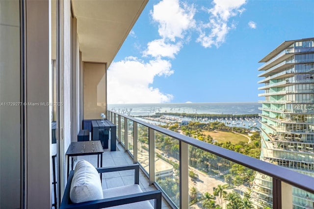 balcony with a water view