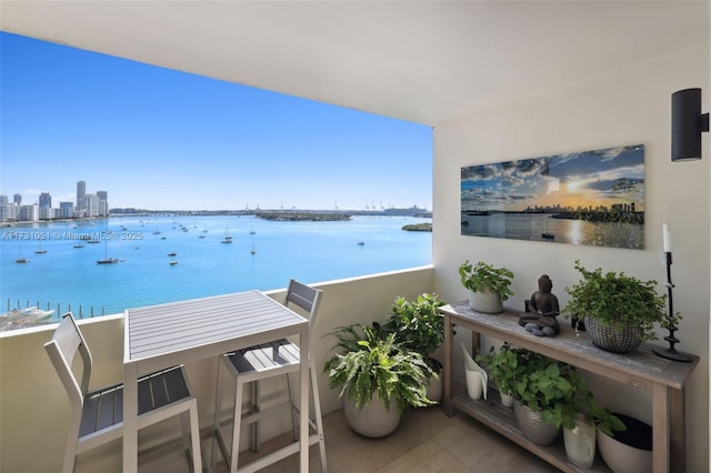 balcony with a water view