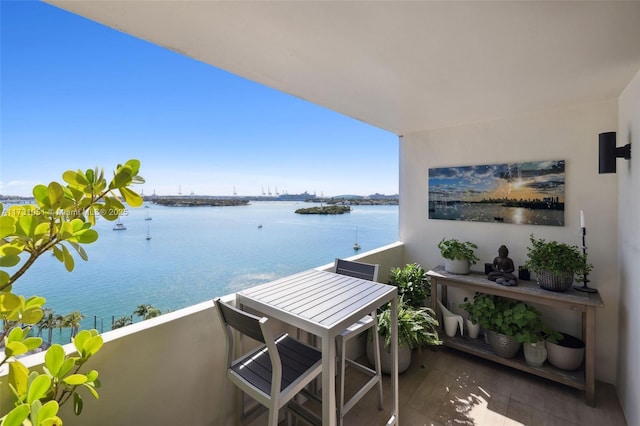 balcony with a water view