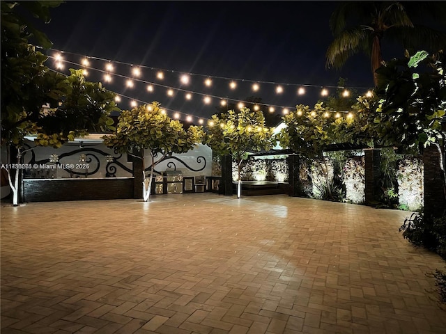 view of patio at twilight