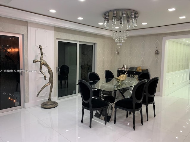 dining room featuring ornamental molding