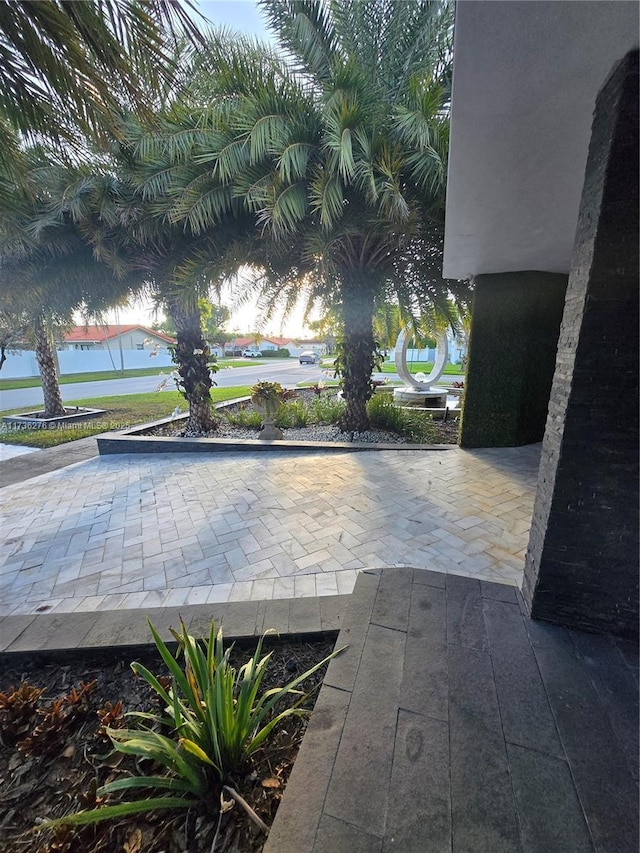 view of patio / terrace with a water view