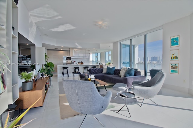 view of tiled living room