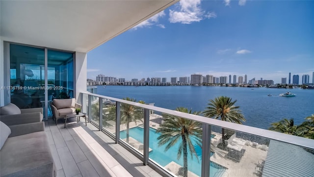 balcony with a water view