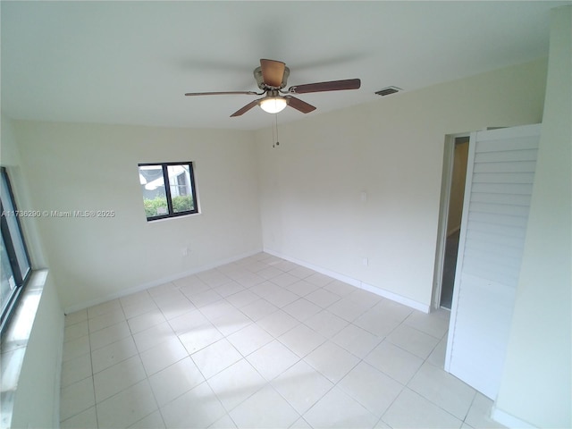 unfurnished room with ceiling fan