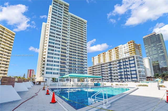 view of pool featuring a patio area