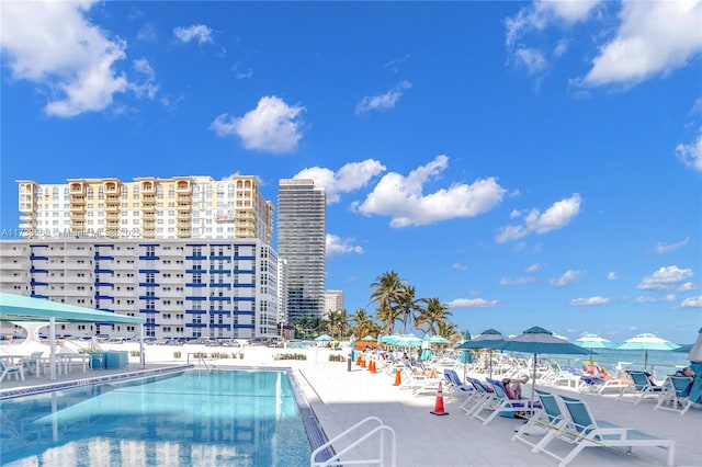 view of pool with a patio area