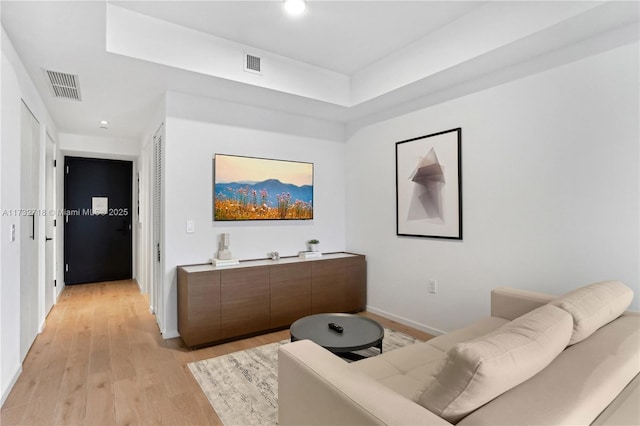 living room featuring light hardwood / wood-style flooring