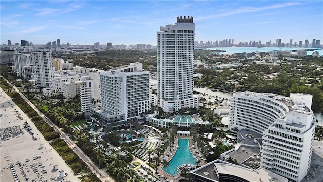 property's view of city featuring a water view