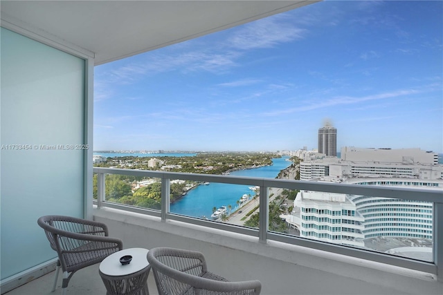 balcony with a water view